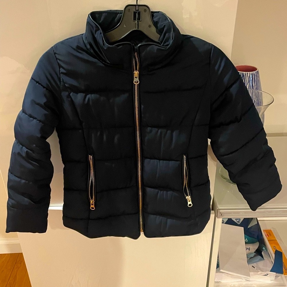 Zara girls navy puffer jacket